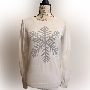 LOFT Cream Sweater with Gray Snowflake